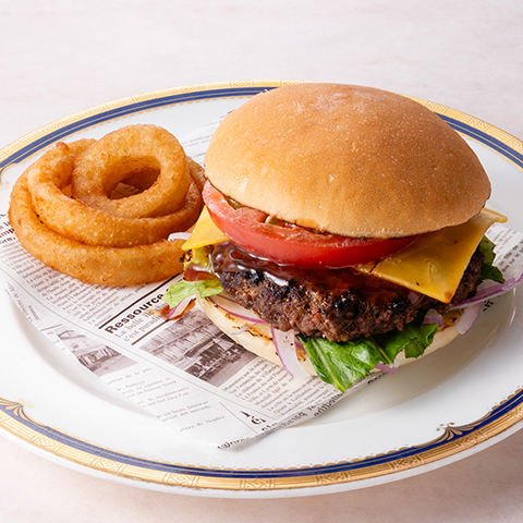 国産牛100%の手作りチーズバーガー